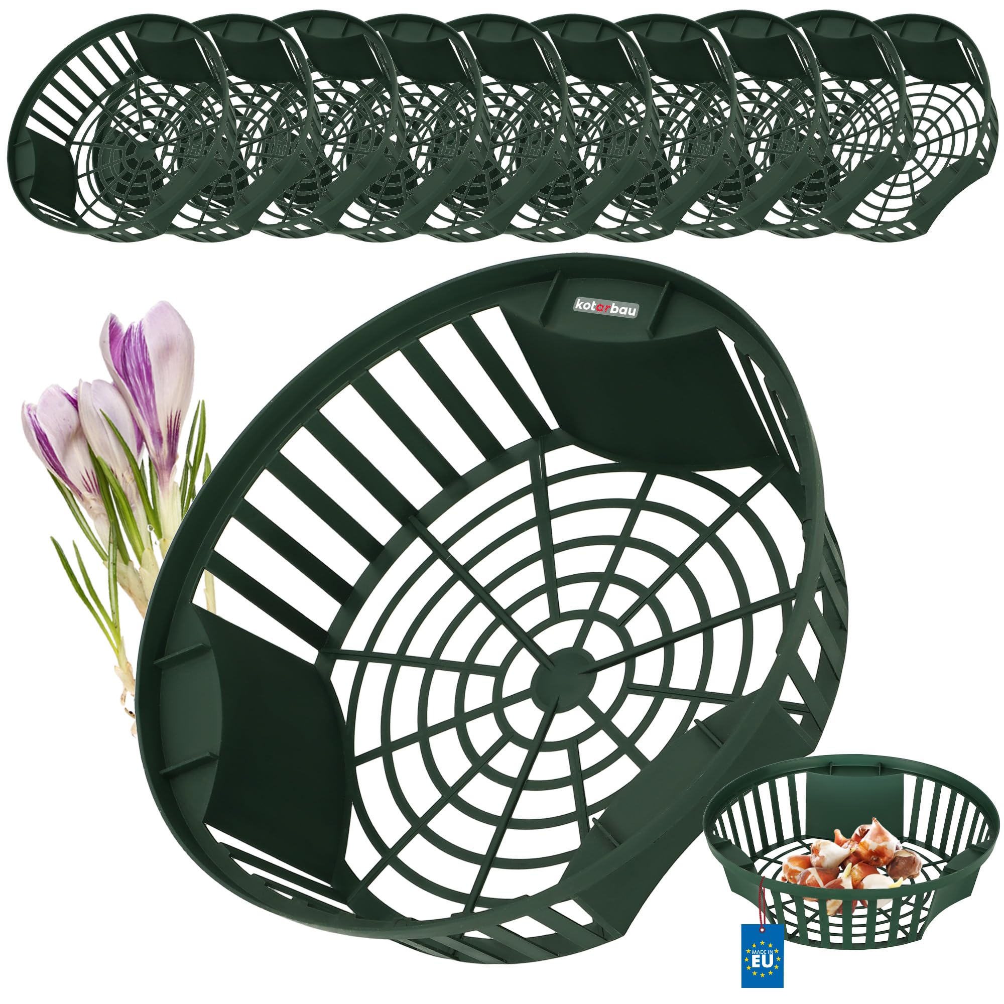 Kotarbau 10 Items Kotarbau® Set Of 10 Bulb Planting Basket - Plastic - ⌀ 215 Mm (8.5 In) - Flower Bulb Basket - Plant Tray - Garden Planting Container
