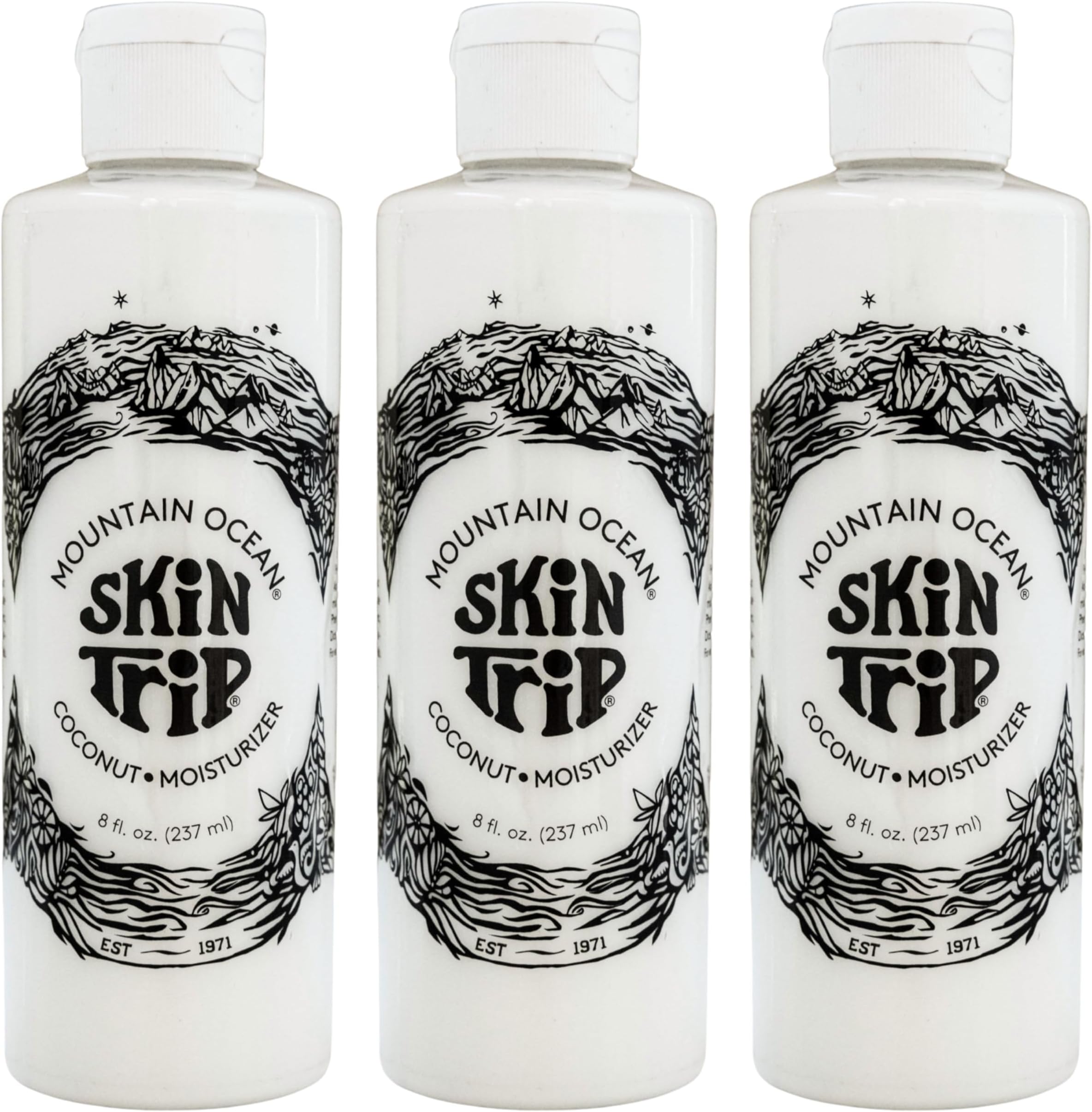 Mountain Ocean The Original Skin Trip Coconut Body Lotion, 8 Oz (Pack of 3), Lightweight, Fast Absorbing Moisturizer, with Coconut Oil, Aloe Vera, & Lanolin (New Look, Same Formula)