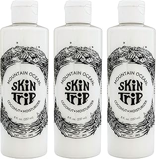 Mountain Ocean Skin Trip Coconut Body Lotion, 8 Oz (Pack of 3), Lightweight, Fast Asborbing Moisturizer for Women and Men, with Coconut Oil, Aloe Vera, & Lanolin