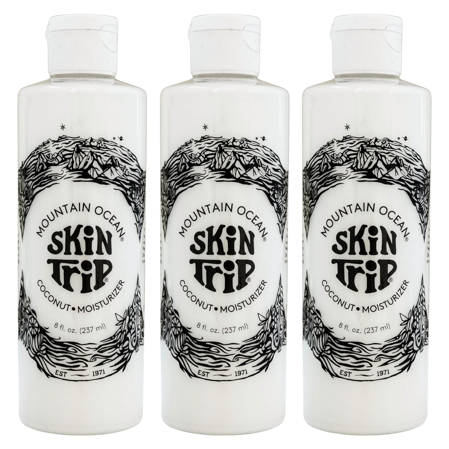 Mountain Ocean The Original Skin Trip Coconut Body Lotion, 8 Oz (Pack of 3), Lightweight, Fast Absorbing Moisturizer, with Coconut Oil, Aloe Vera, & Lanolin (New Look, Same Formula)