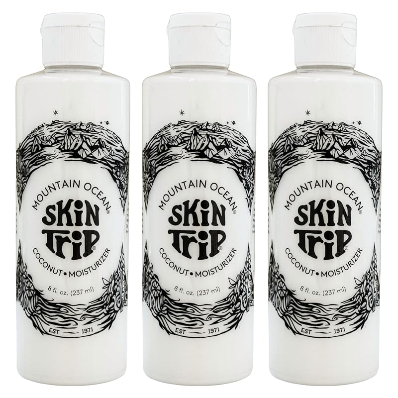 Mountain Ocean The Original Skin Trip Coconut Body Lotion, 8 Oz (Pack of 3), Lightweight, Fast Absorbing Moisturizer, with Coconut Oil, Aloe Vera, & Lanolin (New Look, Same Formula)