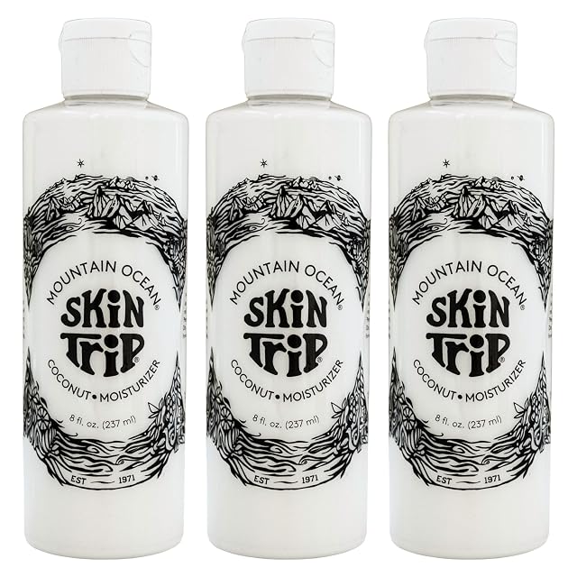 Mountain Ocean Skin Trip Coconut Body Lotion 8 Oz Pack of 3 Lightweight Fast Asborbing Moisturizer for Women