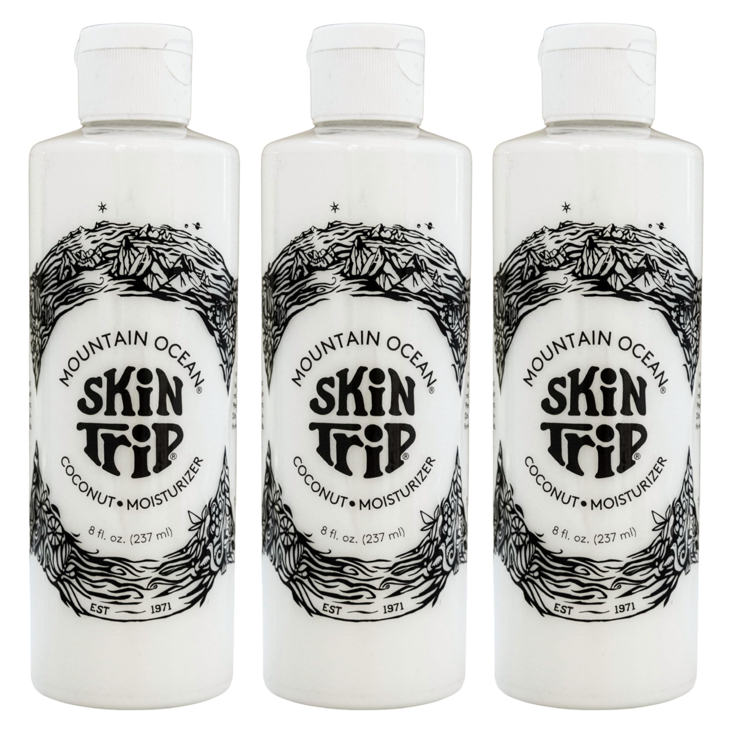 Skin Trip Coconut Body Lotion, 8 Oz (Pack of 3), Lightweight, Fast Asborbing Moisturizer for Women and Men, with Coconut Oil, Aloe Vera, & Lanolin