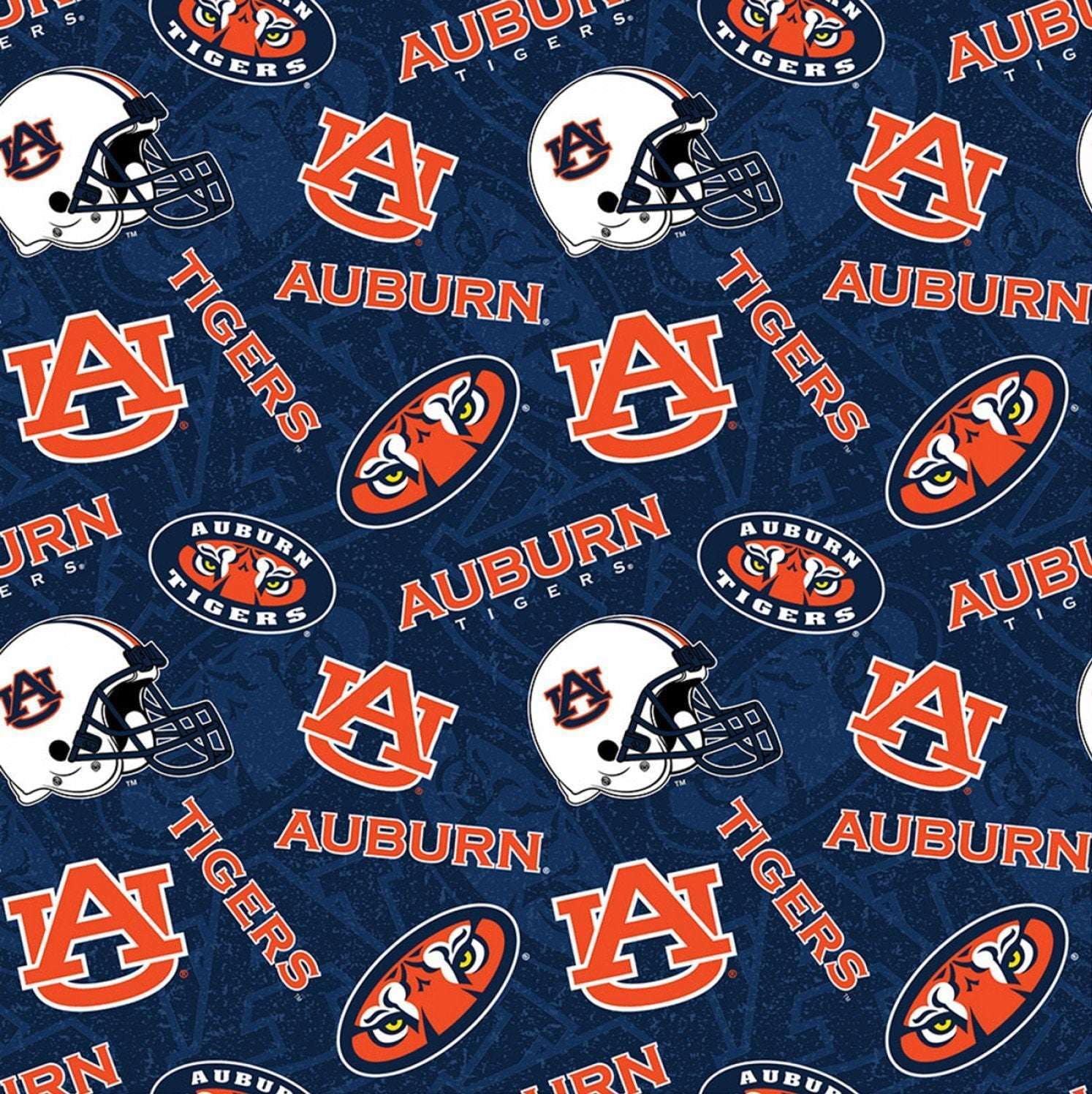 NCAA Auburn Tigers 1178 Tone on Tone Orange/Navy/White, Fabric by the Yard