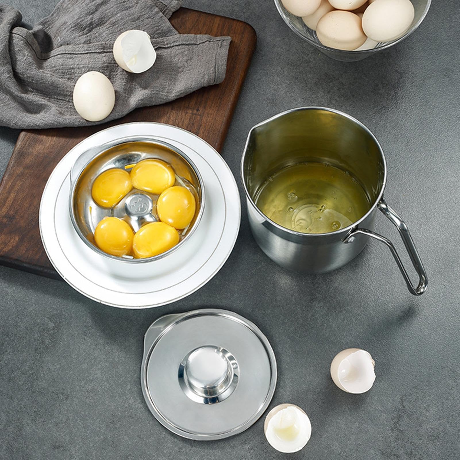 Eiweiß-Trenner, Eiweißtrenner für Eigelb, Eiweiß-Trenner aus Edelstahl, große Kapazität mit Deckel und Griff, für Baiser, Kuchen, Küche