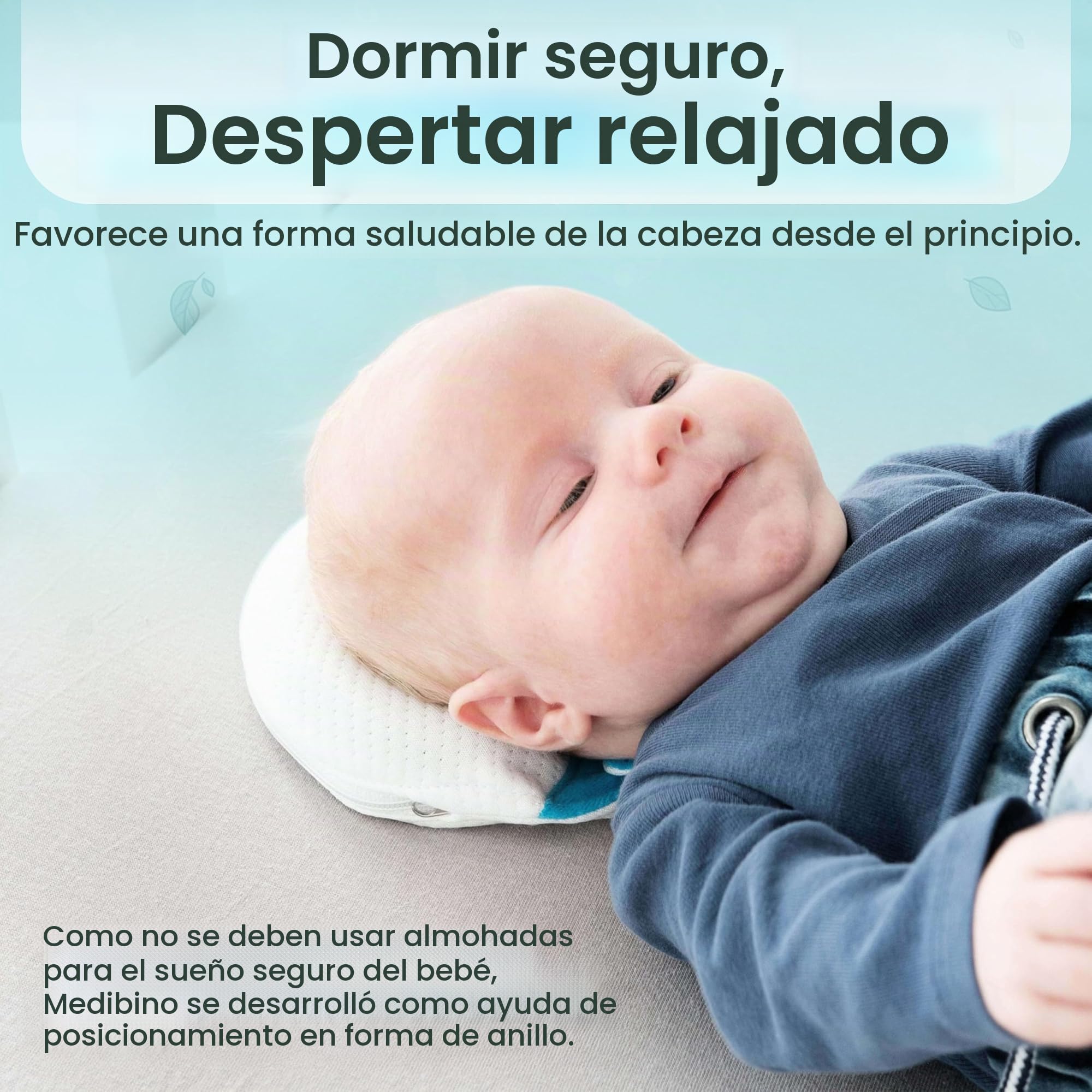 Kluba Medical Medibino® - Cojín de prevención contra plagiocefalia para Ropa de Cama Blanco/Gris