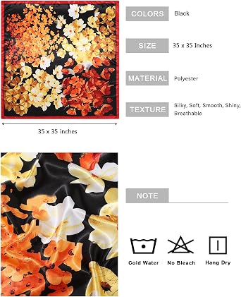 AWAYTR 35 Inch Satin Head Scarf for Women Like Silk Hair Scarf Bandana