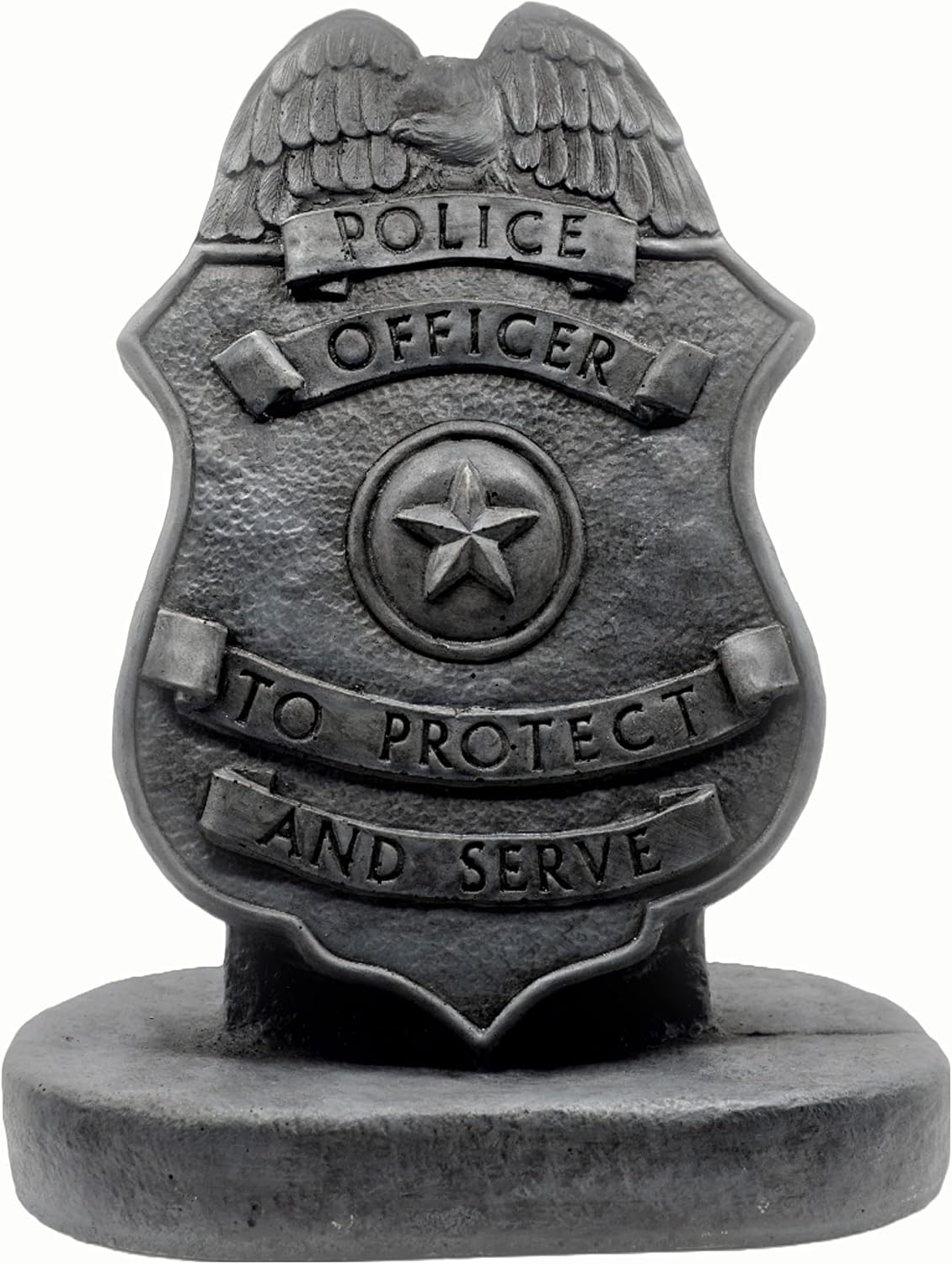 Police Badge Stone Plaque Statue 17in Tall Indigo