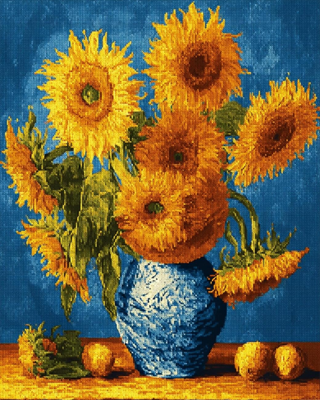AMBATTERY Flowers DIY Seed Bead Embroidery Kits Sunflowers in A Vase Bead Embroidery Kit for Adults Needlepoint Tapestry Set Beaded Stitching 40x50cm