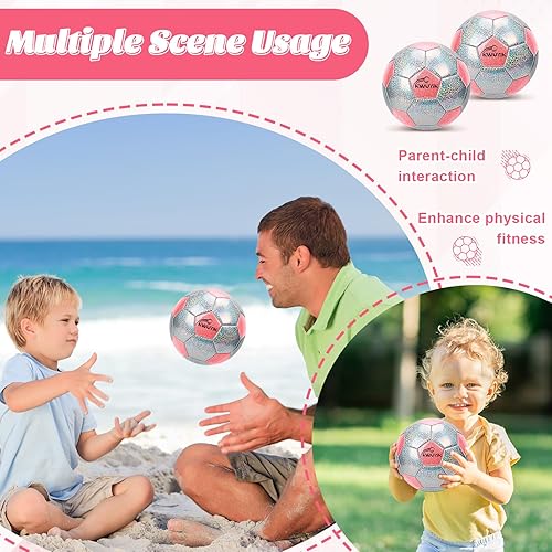 Miniatura 6 de Balón de fútbol de tamaño 3, 4, 5, purpurina, rosa, morado, plateado, con bomba, pelota de fútbol para niños de 3 a 6 años, 6 a 8, 8 a 12 años,