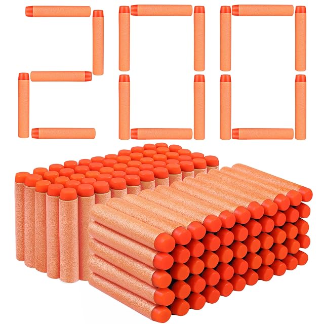 VCOSTORE 200 Balas Nerf de Espuma 7.2cm, Recambio para Pistola Juguete, 4 Colores, Pack 100/200/400 Piezas