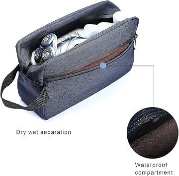 Toiletry Bag for Men, Etercycle Portable Travel Wash Bag, Waterproof Toiletries Cosmetic Organizer Bag, Gym Shaving Shower Bathroom Bag, Dopp Kit Make Up Bag with Handle (Deep Blue)