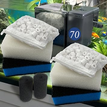 PurifyLogix 8PCS 3-Stage Filtration Filter for AquaClear 70 Power Filter | 2 Set of Replacement Maintenance Kit for Fish Tank Filter for 40- to 70-Gallon Aquariums