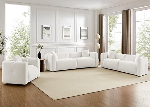 VANOMi Los juegos de muebles de sala de estar incluyen sofá de 95 pulgadas y sillones de 42 pulgadas, sofá tapizado Boucle de gran tamaño con