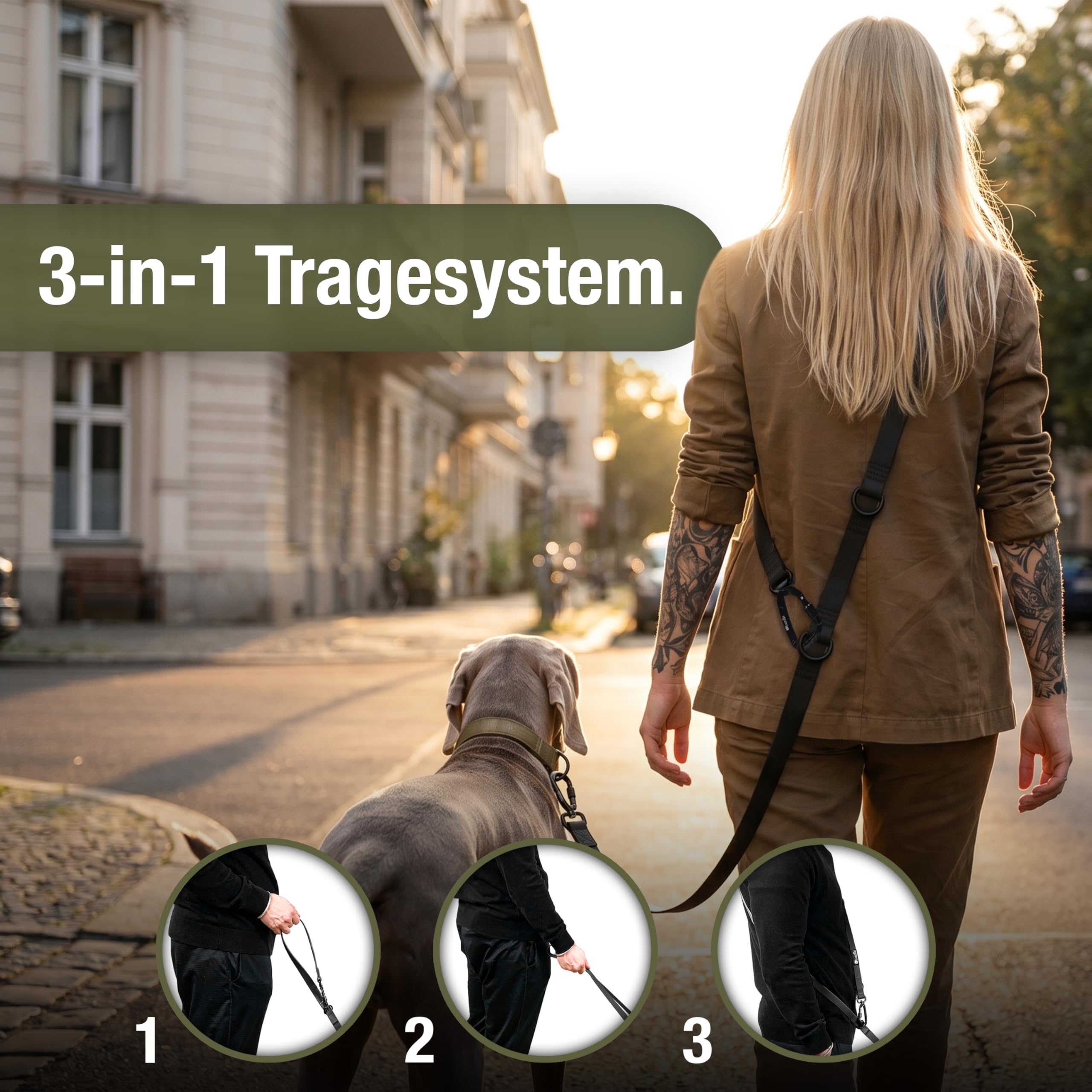 Wasserfeste Hundeleine 3m, Wetterfestes PVC & 2 Starke 360° Aluminium Sicherheitskarabiner, Verstellbare Doppelleine für 2 Hunde, Freihand-Leine zum Umhängen, Schmutzabweisend, Farbe:Schwarz