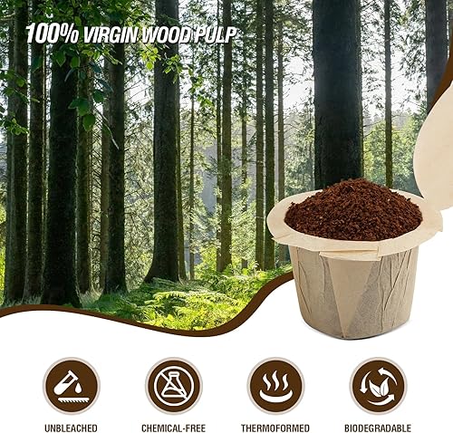 Miniatura 5 de Filtros desechables de taza K con tapa, papel de filtro de café para cerveceros de una sola porción 1.0 y 2.0, uso con cápsulas reutilizables K Cup