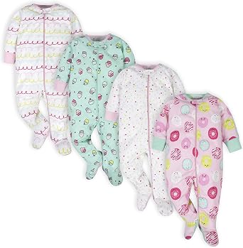 Onesies Brand Baby Girls 4-pack Sleep N Play Footies Multi Pack