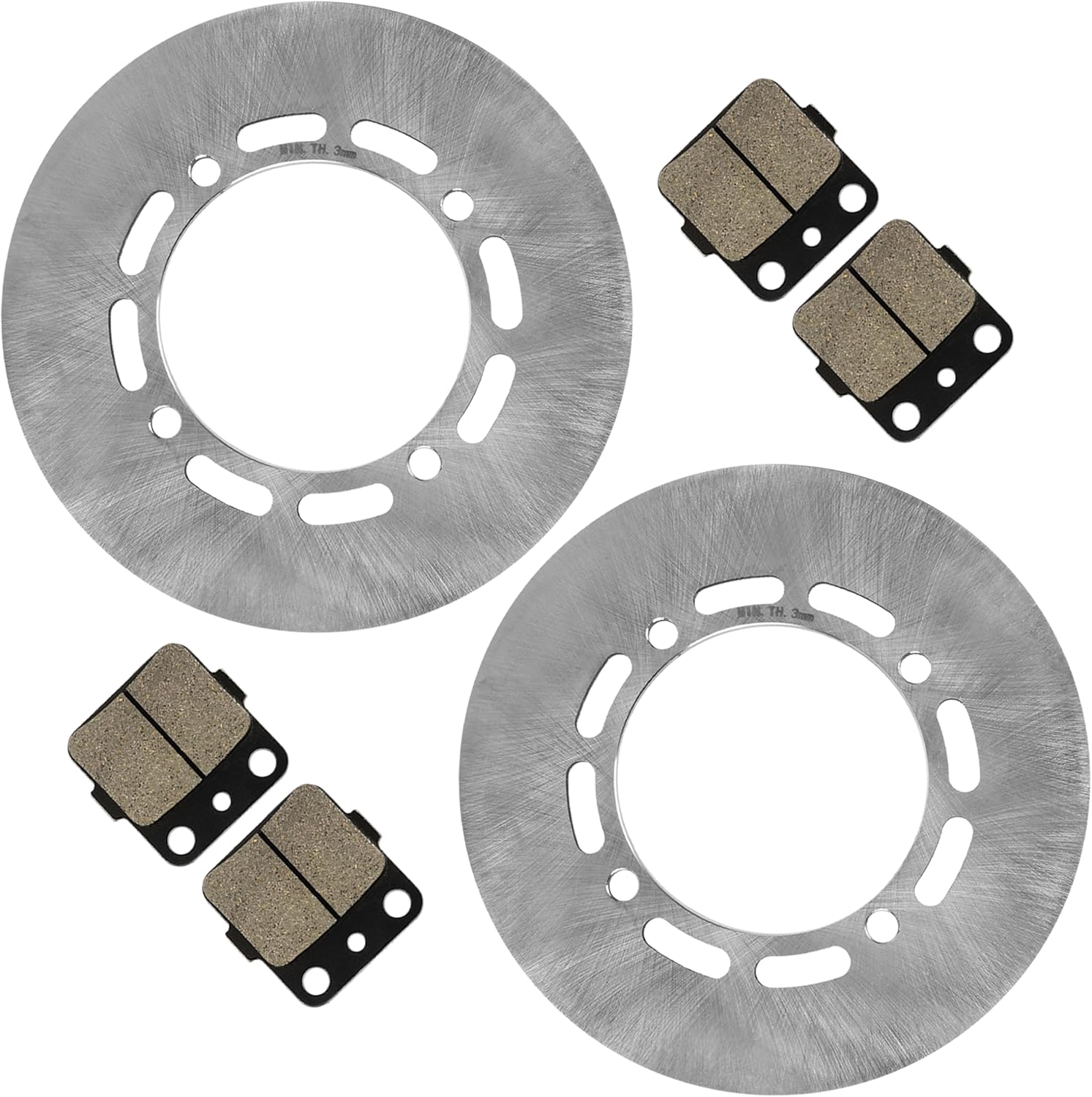 Caltric 2 Front Brake Disc Rotor with Brake Pads Compatible with Yamaha Grizzly 660 YFM660F 2003-2008