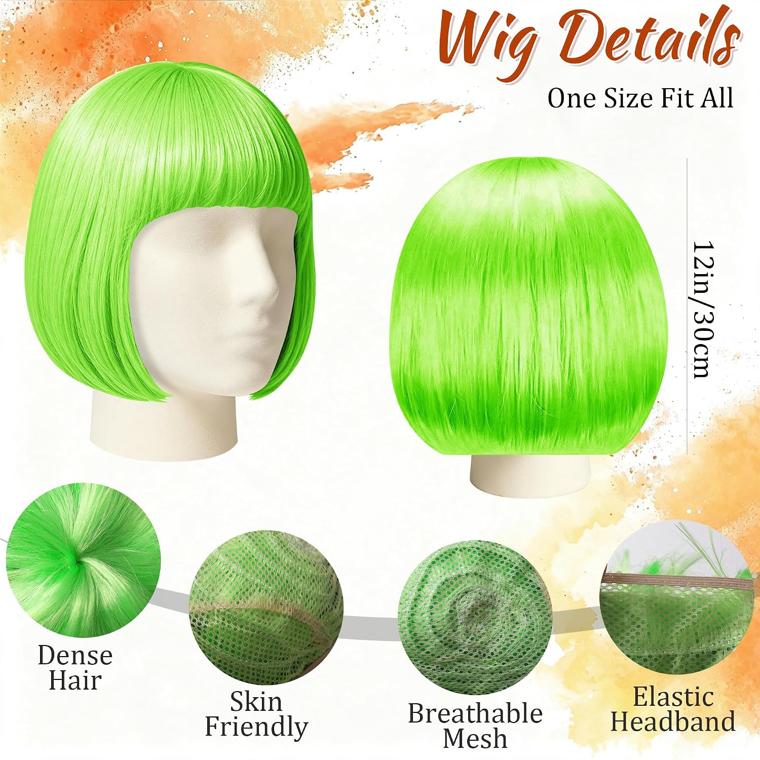 24 Sets Party Wigs and Sunglass Set, Short Bob Wig, Colorful Neon Hair Hairpieces for Bachelorette Cosplay Favor Supplies (24Sets) image 4