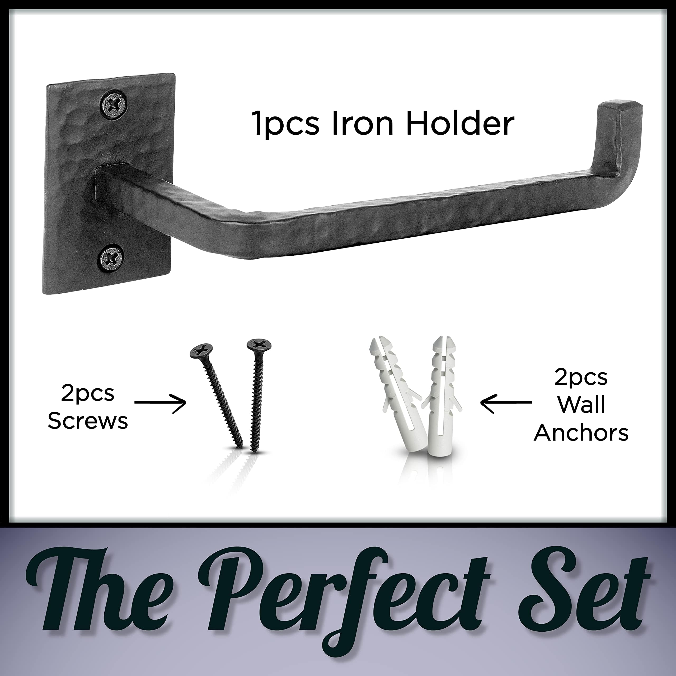 Black Wrought Iron Toilet Paper Holder - Wall Mount -3 Black Wrought Iron Toilet Paper Holder - Wall Mount -3