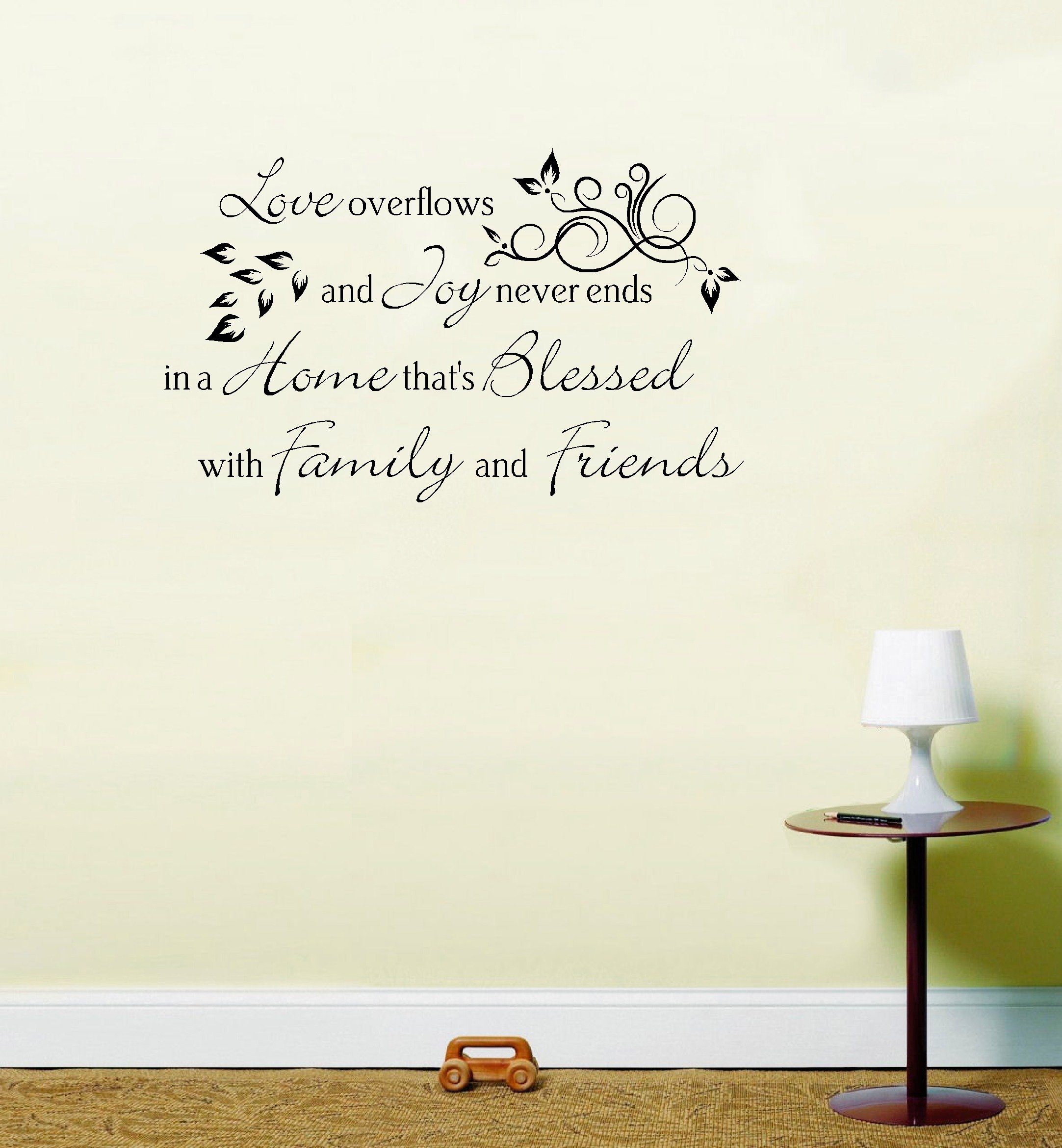 LightningSigns Love overflows inspirational life quote sticker vinyl wall art (Black)