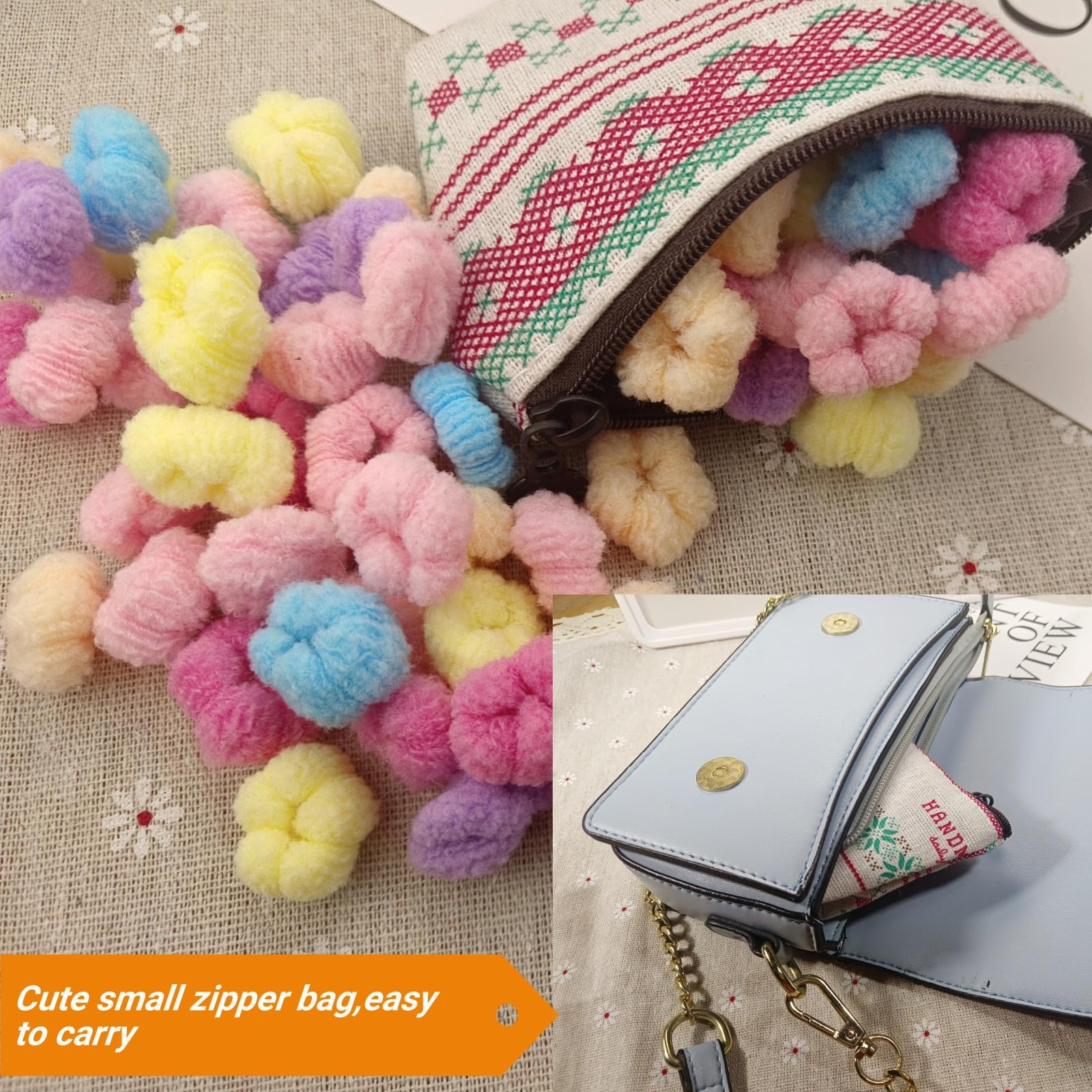 HATRAV Soft Baby Hair Ties, Small Hair Tie for Toddler,Infant,Little Girls,Age 0-5,Fine Thin Hair,Dog Hairties, No Damage,With Small Zipper Bag,Mini Hair Elastics(Muti-colored A)