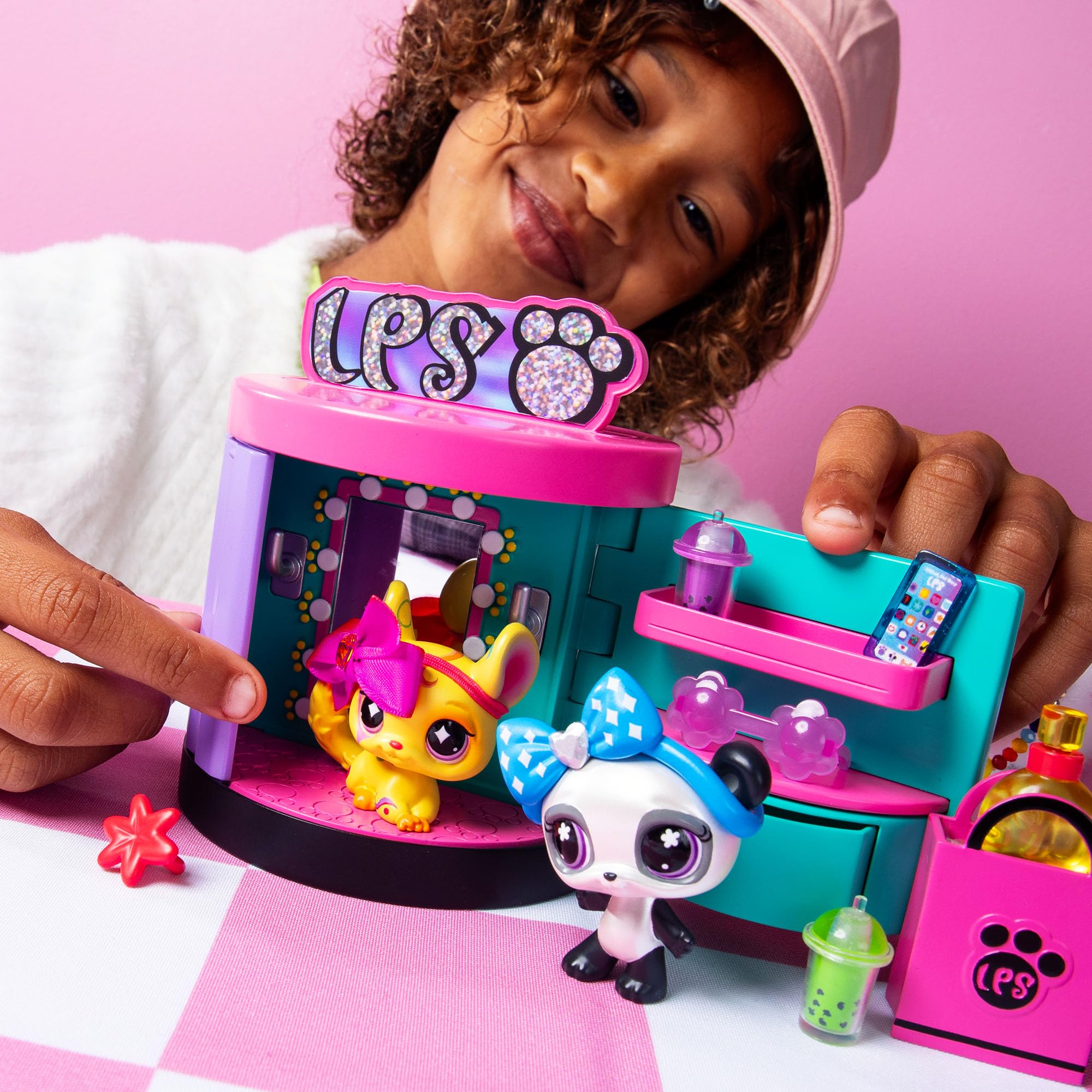 Littlest Pet Shop Spin & Style Boutique - Serie 4 - Gen 7 Auténtica Figura de Juguete LPS Bobble Head, Animal de Juguete Coleccionable, a Partir de 4 años