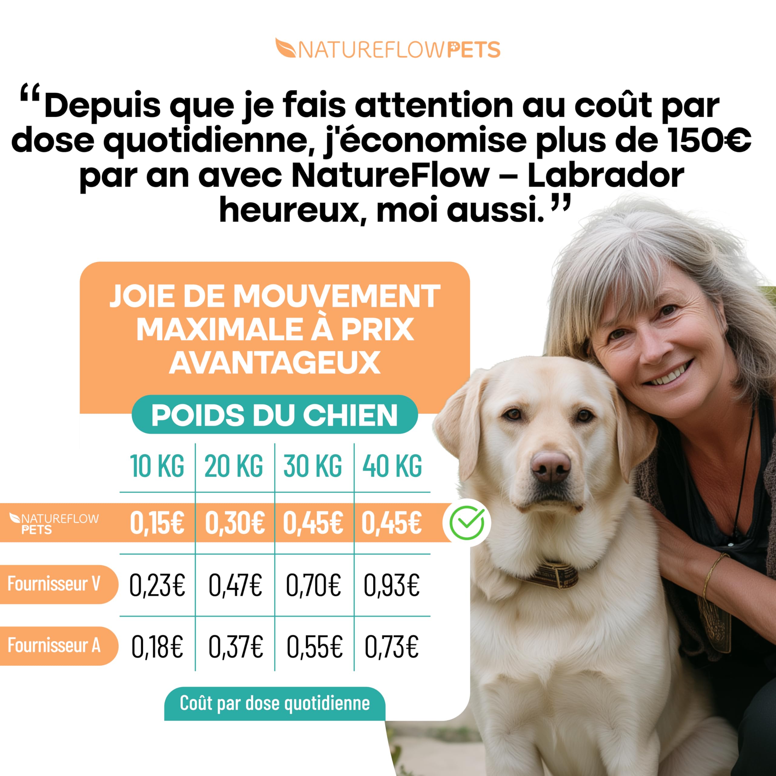 Comprimés Anti Arthrose Chien Senior & Sport | Articulations, Mobilité – Moule Verte, Harpagophytum, Glucosamine, Chondroïtine, MSM – 100 Comprimés Sécables (6 Mois <20 kg) [172 Z]