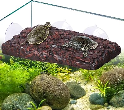 Pawfly Turtle Basking Platform Resin Dock with 3 Suction Cups for Aquatic Turtles, Frogs, Turtle Tank Accessory