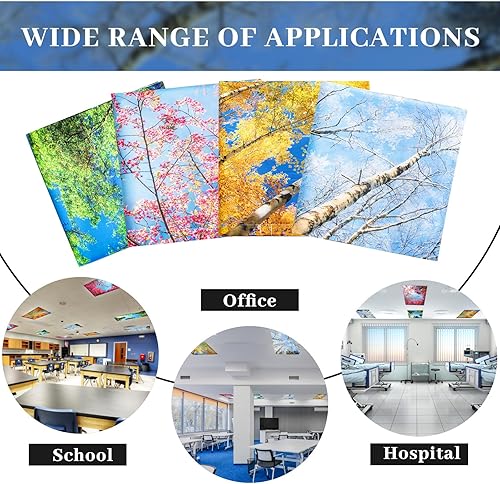 Vista 37 de ROCEEI Paquete de 4 cubiertas de luz fluorescente para luces de techo, 4 x 2 pies, cubiertas magnéticas de luz para aula, oficina, hogar, escuela