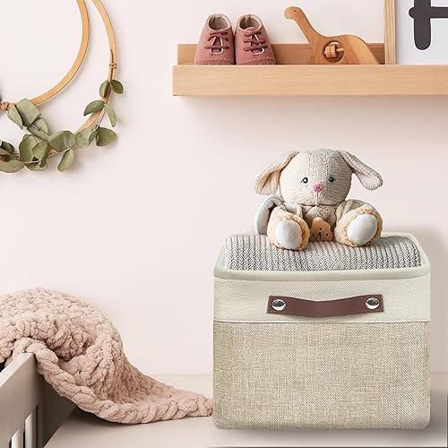 Miniatura 31 de Simple Houseware Contenedor grande de tela de almacenamiento, 14.4 x 10 pulgadas con asas, paquete de 3, organizador plegable para armario y Gris