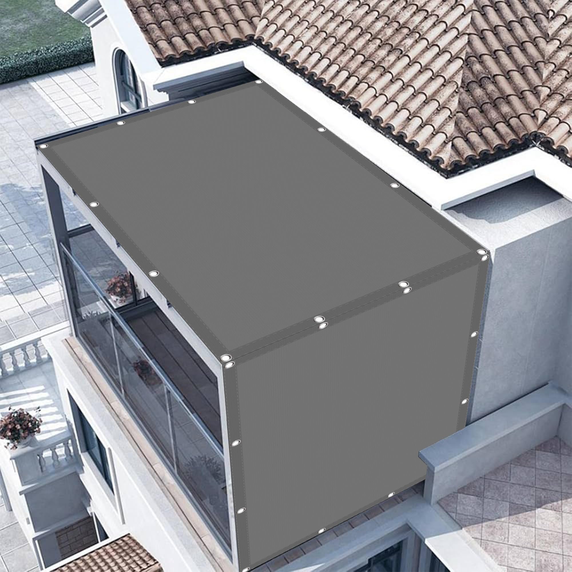 Filet d'ombrage pour camping et terrasse étanche 1.2 x 3.4 m gris