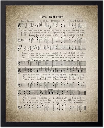 Miniatura 56 de Poster Master Póster vintage con texto en inglés «How Great Thou Art», impresión de partituras de música retro, arte de pared de himnario, regalo