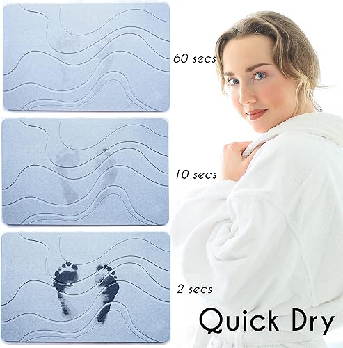 Miniatura 3 de Evovee Tapete de baño de piedra de tierra de diatomeas, tapete de baño de piedra para baño, tapete de baño de piedra de secado rápido, tapete de