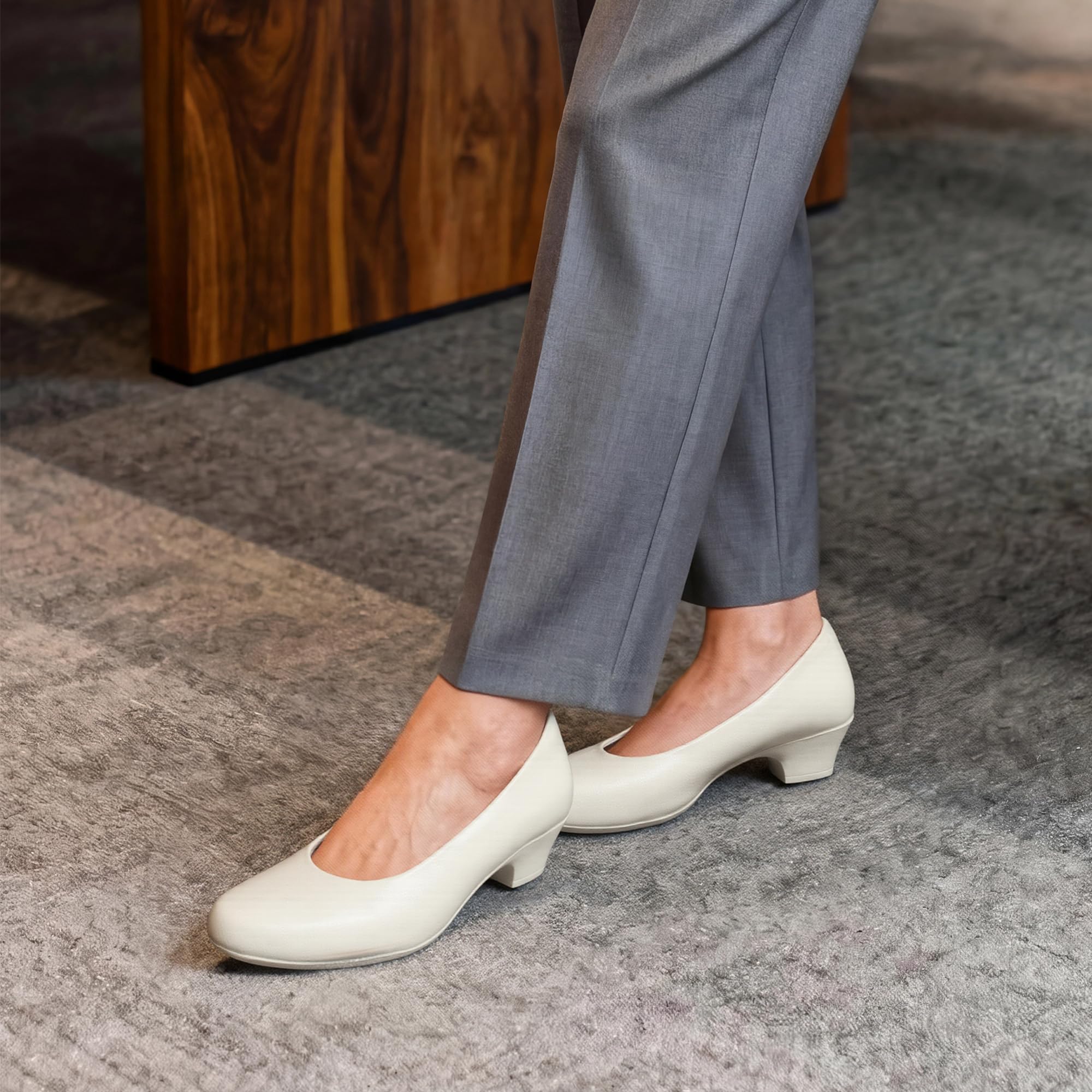 DREAM PAIRS Damen-Pumps mit Blockabsatz, Bequem Slip On Büro Business, Hochzeit und Freizeit Schuhe