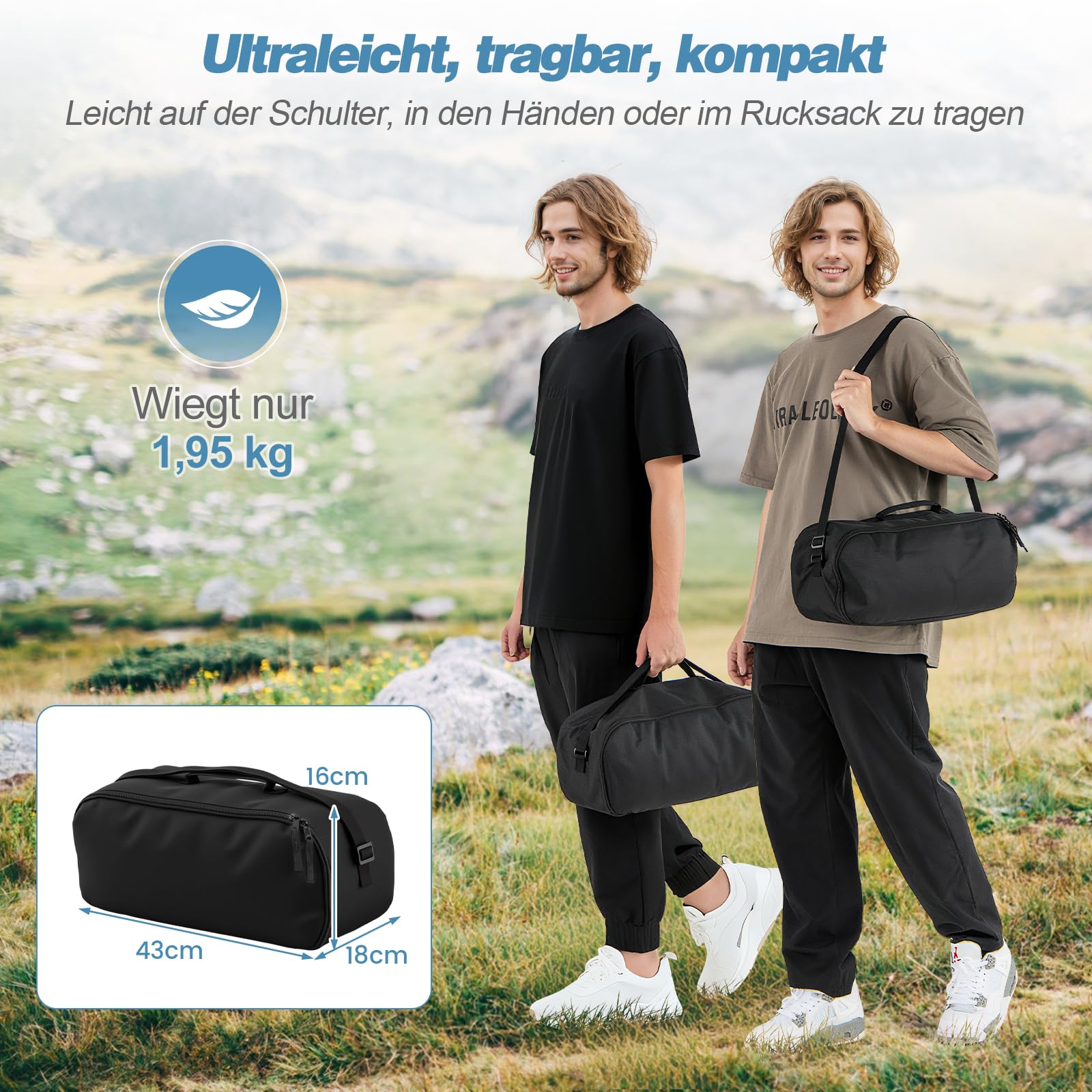 COSTWAY Feldbett klappbar, ultraleichtes Campingbett mit Seitentasche, 193 x 70 cm, tragbares Klappbett, 200 KG Tragkraft, Campingliege für Camping, Reisen, Strand (Schwarz)