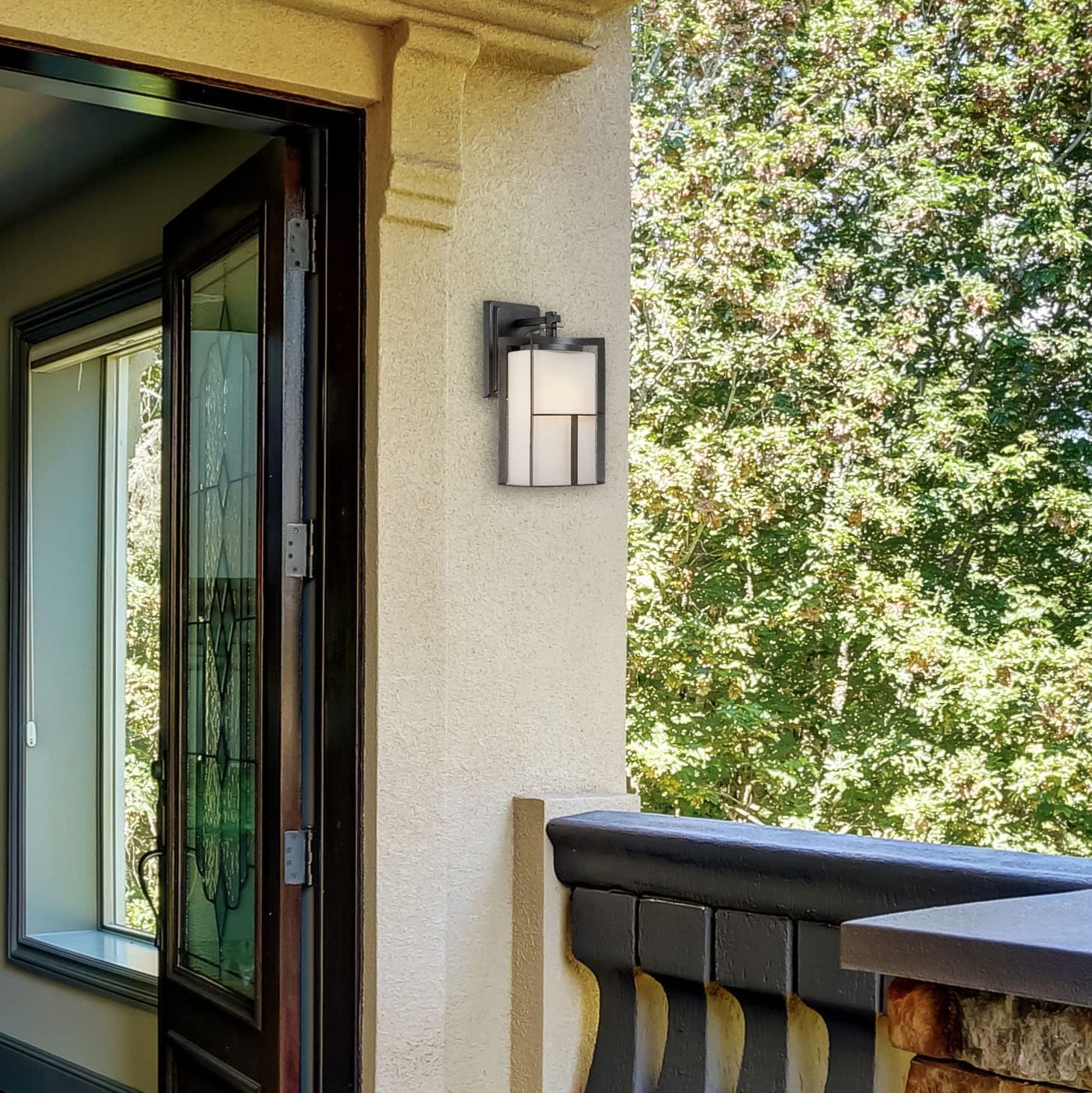 Designers Fountain 13in H Braxton 1-Light Outdoor Wall Lantern Sconce, Charcoal, 31821-CHA