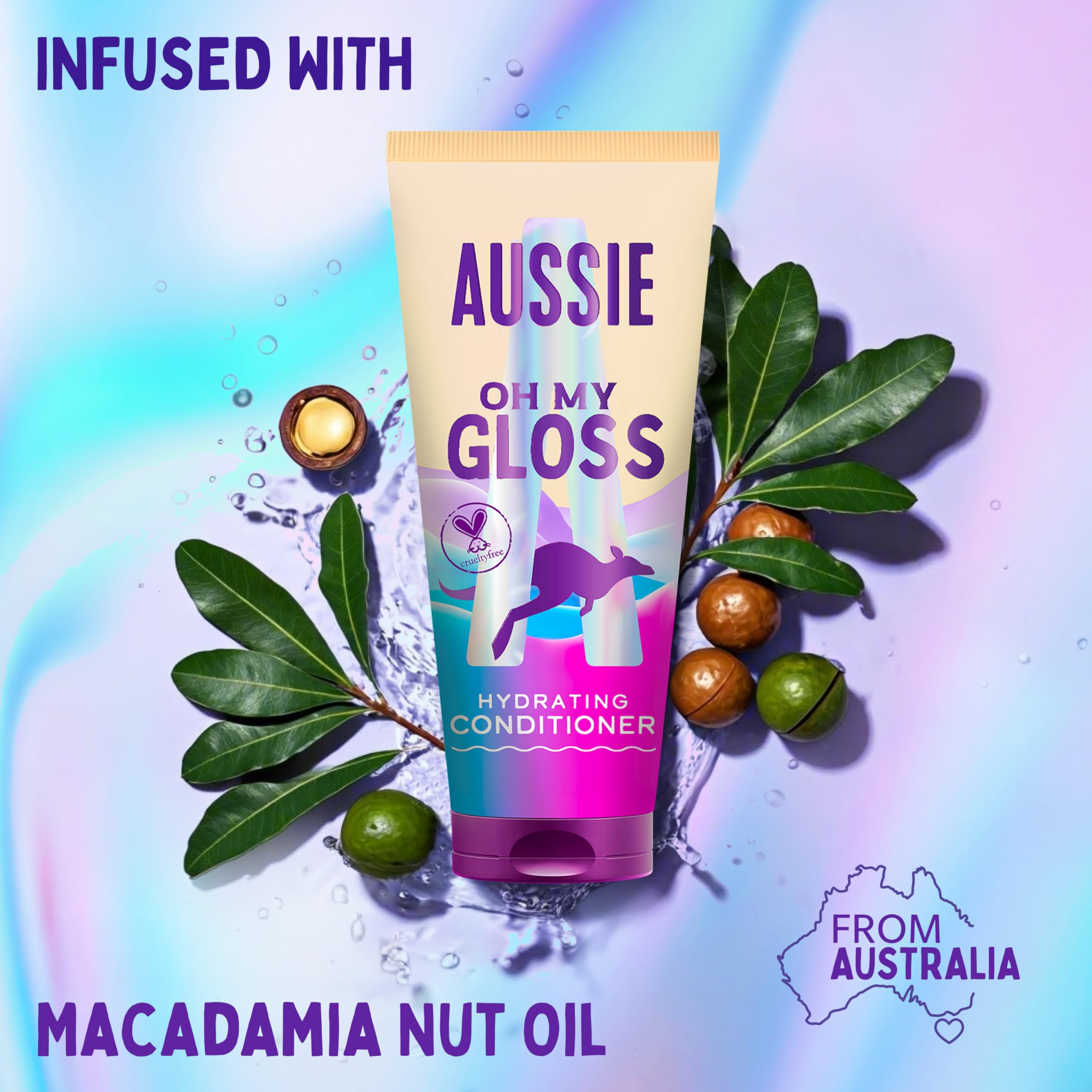 Aussie Oh My Gloss Hydrating Conditioner 200ml, Softens and Smooths Dry and Dull Hair, Infused with Australian Macadamia Nut Oil, Vegan and Cruelty-Free - Image 4