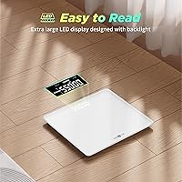 Vista 3 de Báscula de 550 libras para peso corporal con plataforma ultra ancha y pantalla LED grande sin bisel, báscula digital de baño precisa de alta