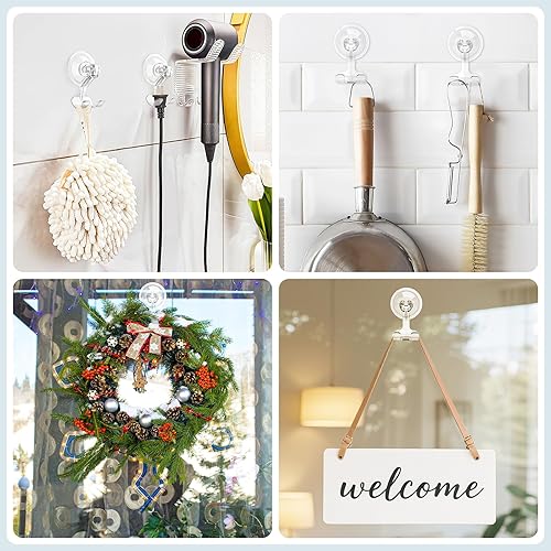 Miniatura 5 de VIS'V Soporte para maquinilla de afeitar con ventosa, ganchos de succión de ducha para él y ella, extraíble y reutilizable, transparente, 2 piezas