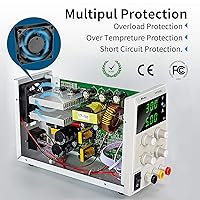 Vista 3 de Fuente de alimentación de banco de 30 V 5 A CC Pantalla LED digital variable, fuente de alimentación de laboratorio de conmutación con clip