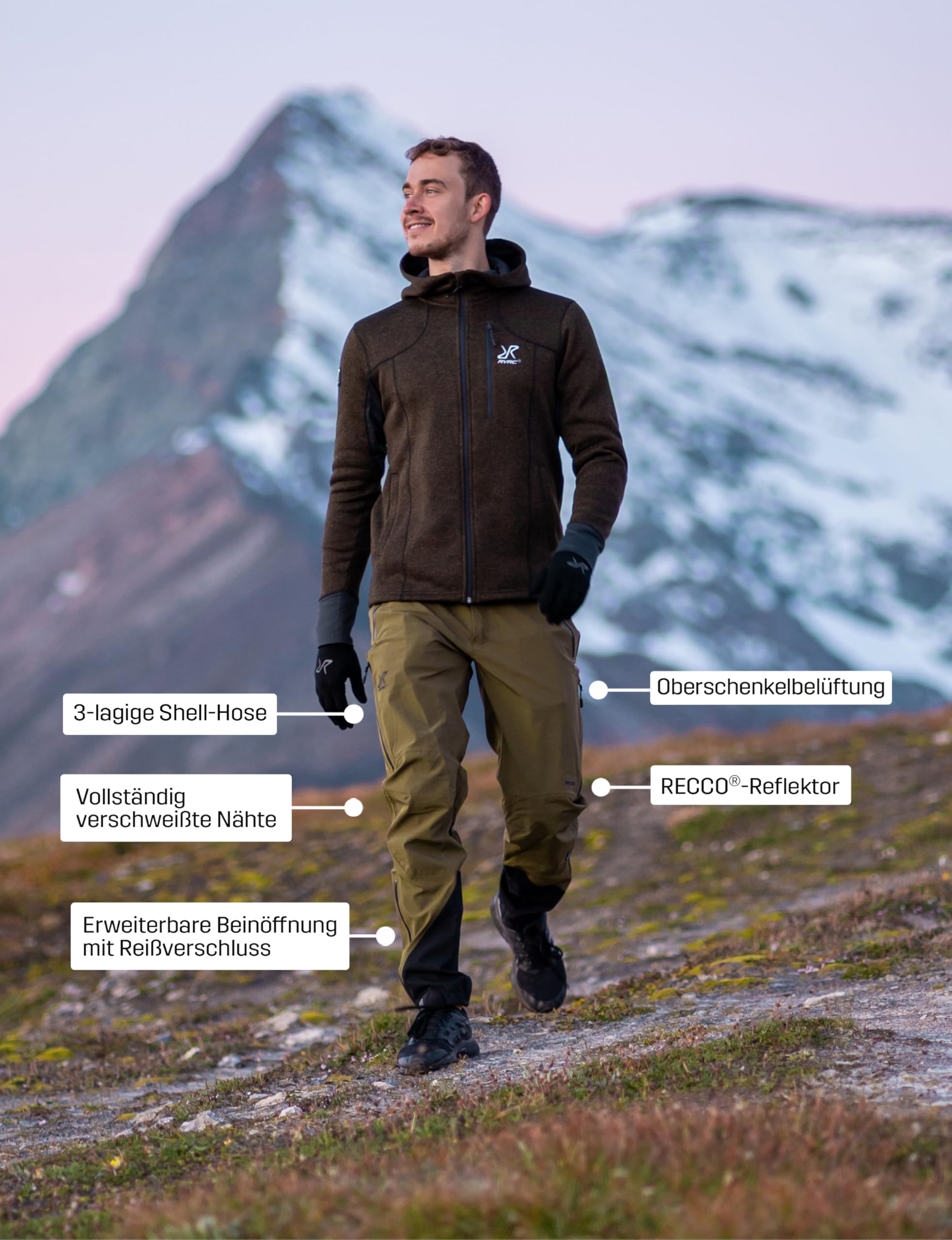 RevolutionRace Cyclone 3L Shell Pants für Herren, wasserdichte Hose mit Recco-Reflektoren zum Wandern