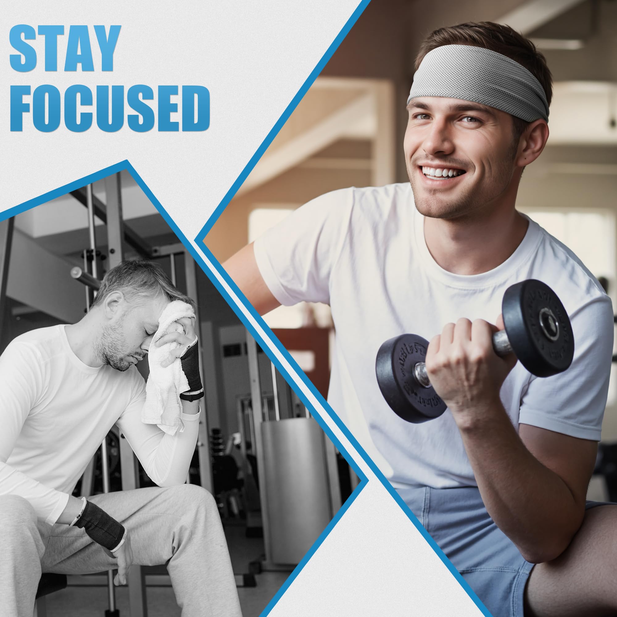 Sukeen Kühlendes Sport-Stirnband für Herren: Feuchtigkeitsableitend, rutschfest, schnell trocknend, elastisch, für Fitnessstudio, Laufen, Tennis