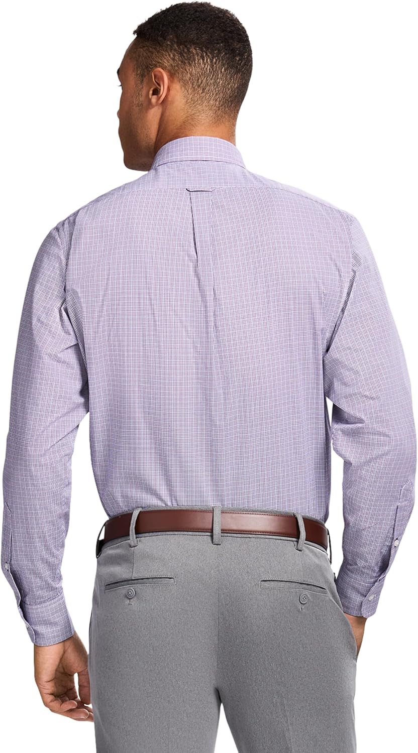 Izod Men's Dress Shirt Regular Fit Long Sleeve Wrinkle Free Stretch Button Down Collar image 2