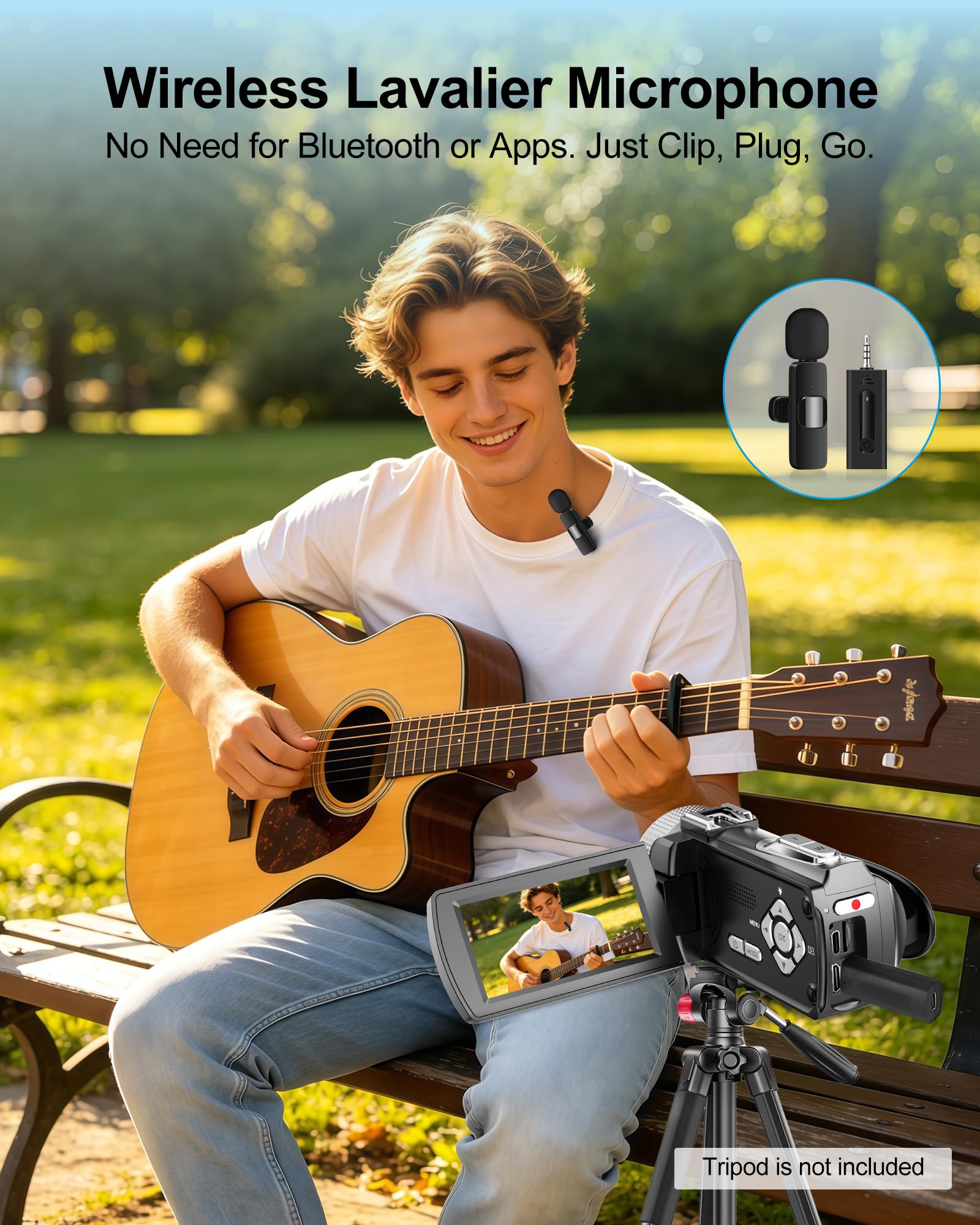 Videocamera 4K 48MP 60FPS UHD per YouTube Vlogging Zoom digitale 18X 3" IPS 270° Flip Screen Videocamera con microfono Lavalier wireless, scheda SD da 32 GB, 2 batterie e telecomando