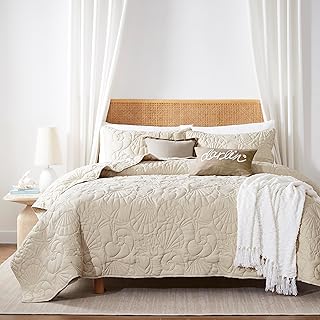 WDCOZY Coastal Beach Beige Queen Size Quilt Bedding Sets, Nautical Tropi...