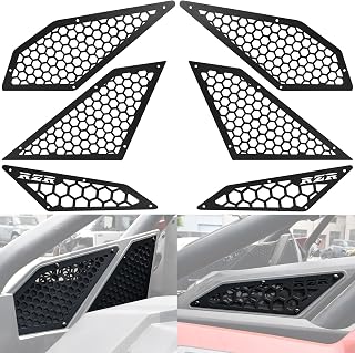 POKIAUTO Aluminum Air Intake Covers for Polaris RZR PRO XP/RZR Turbo R 2020-2024 Accessories, Black Metal Side Frog Skin Protector Cover Grille Bezel Engine Mesh Grills(6PCS, Bolt-on)