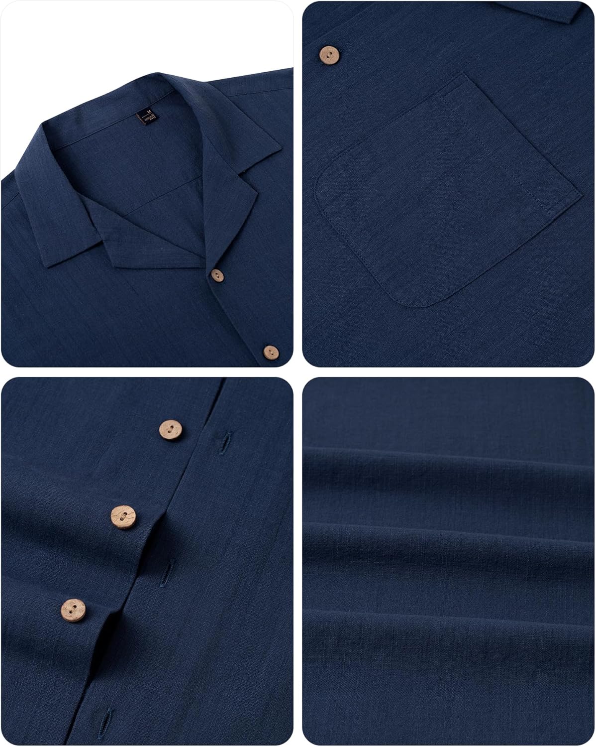 Alimens & Gentle Mens Linen Shirts Cotton Hawaiian Shirts Short Sleeve Button Down Shirts Casual Summer Beach Tops - Image 5