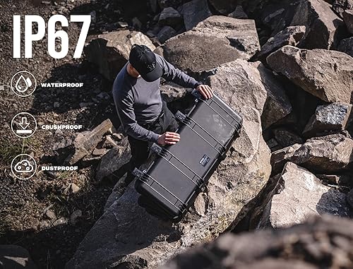 Miniatura 5 de RPNB Tactical Rifle Case, All Weather Hard Gun Case with Wheels and Fully Customizable Cubed Foam, Waterproof Hard Rifle Case for Rifles Shotguns,