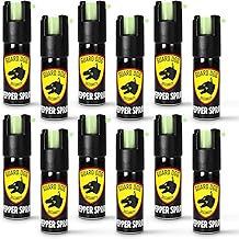 Guard Dog Security Self Defense Pepper Spray Glow in The Dark, OC Spray, UV Dye, Twist Top, Compact Size Self Defense Tool for Women and Men, Police Grade Formula, Up to 16 Feet Long Range